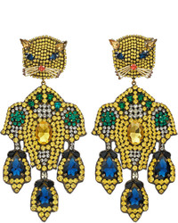 Gucci Feline Head Earrings With Crystal Embroidery
