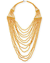 Devon Leigh Beaded Multi Strand Long Necklace Yellow