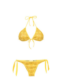 Amir Slama Textured Triangle Top Bikini Set
