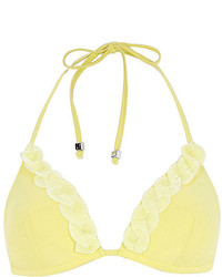River Island Yellow Shell Trim Molded Triangle Bikini Top