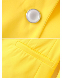 Choies Yellow Lapel Single Button Slim Blazer