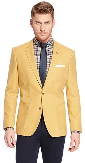 Hugo Boss Havison Slim Fit Cotton Cashmere Sport Coat Medium Yellow