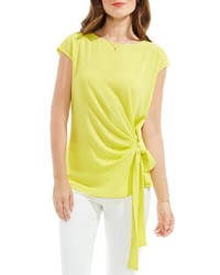 Vince Camuto Mixed Media Tie Front Blouse