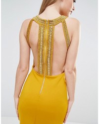 TFNC High Neck Bodycon Mini Dress With Gold Embellisht