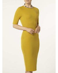 Dorothy Perkins Yellow Textured Bodycon Dress