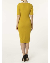 Dorothy Perkins Yellow Textured Bodycon Dress