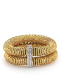 Alor Kai Double Row Spring Coil Cable Bracelet W Pave Diamonds Yellow