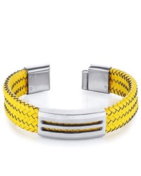 peora Modern Yellow Woven Leather And Stainless Steel Bracelet