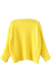 Choies Yellow Twists Knit Short Jumpers