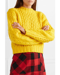 R13 Cropped Cable Knit Wool Sweater