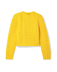 R13 Cropped Cable Knit Wool Sweater