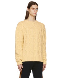 The Elder Statesman Yellow Chunky Cable Knit Sweater