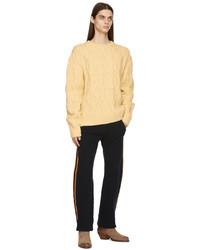 The Elder Statesman Yellow Chunky Cable Knit Sweater