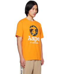 AAPE BY A BATHING APE Orange Moonface Camo T Shirt