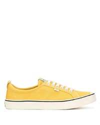 Cariuma Oca Low Stripe Spice Yellow Canvas Contrast Thread Sneaker