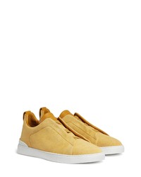 Zegna Triple Stitch Canvas Slip On Sneaker In Yellow At Nordstrom