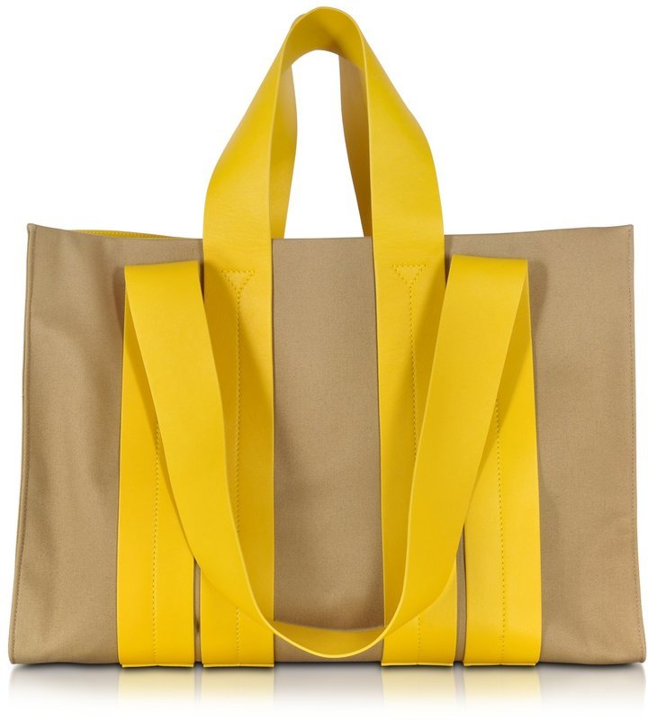 yellow canvas tote bag