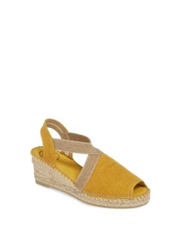 Yellow Canvas Wedge Sandals
