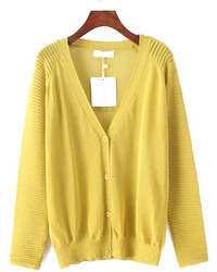 With Buttons Yellow Cardigan