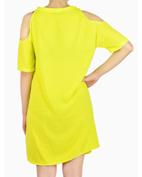 Choies Yellow Off Shoulder Shift Dress