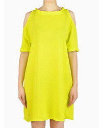 Choies Yellow Off Shoulder Shift Dress