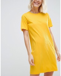 Asos Chunky Ribbed Mini T Shirt Dress With Half Sleeve