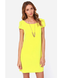 LuLu*s Lulus Double Crosser Bright Yellow Shift Dress