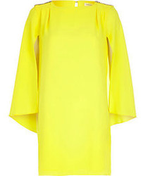 River Island Yellow Cape Sleeve Shift Dress
