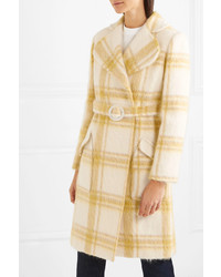 ALEXACHUNG Belted Checked Wool Blend Coat