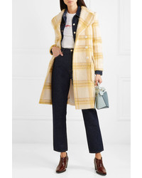 ALEXACHUNG Belted Checked Wool Blend Coat