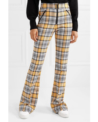 Veronica Beard Fraser Checked Cotton Blend Flared Pants