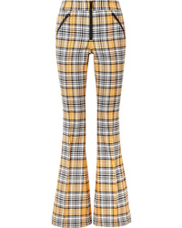 Veronica Beard Fraser Checked Cotton Blend Flared Pants