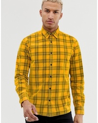 Pull&Bear Check Shirt In Yellow