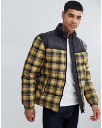 New Look Puffer Jacket In Yellow Check