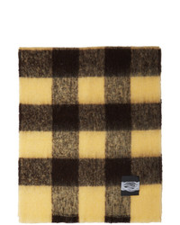 Our Legacy Brown And Yellow Check Blanket Scarf