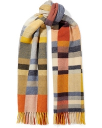 Holzweiler Tableau Fringed Checked Wool And Cashmere Blend Scarf