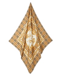 Burberry Check Roses Square Silk Scarf