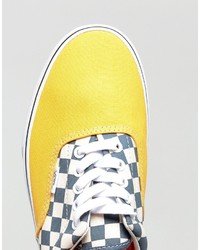 Vans Era Checkerboard Sneakers In Yellow Va38frmv3