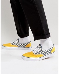 Vans Era Checkerboard Sneakers In Yellow Va38frmv3