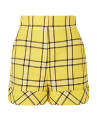 Yellow Check Wool Shorts