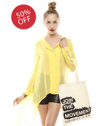213 Industry Sheer Button Up Blouse