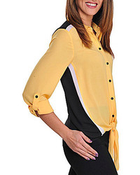 Peter Nygard Colorblocked Tie Front Blouse