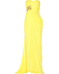 Yellow Chiffon Evening Dress