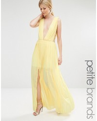 Boohoo Petite Pleated Strappy Side Maxi Dress