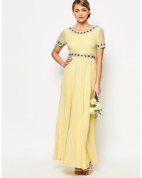 Maya Deep Back Maxi Dress With Full Skirt And Embellisht