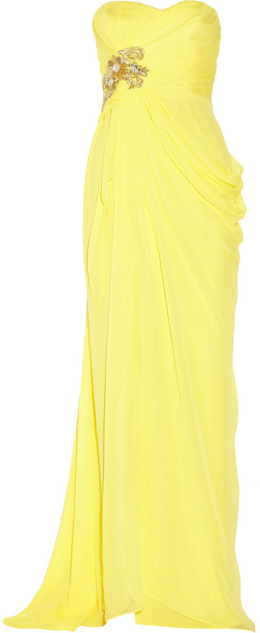 Marchesa Notte Foiled Garden gown - Yellow