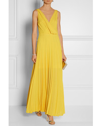 Cédric Charlier Pleated Chiffon Gown
