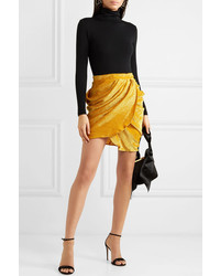 Dundas Draped Devor Chiffon Wrap Effect Mini Skirt