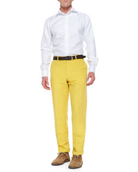 Incotex Chinolino Cottonlinen Trousers Yellow