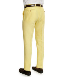 Incotex Chinolino Linen Blend Trousers Yellow